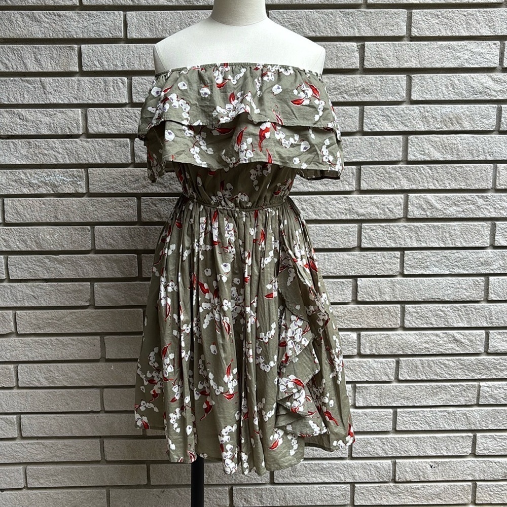 EShakti Wayward Fancies Off-The-Shoulder Ruffle Floral Print Cotton Voile